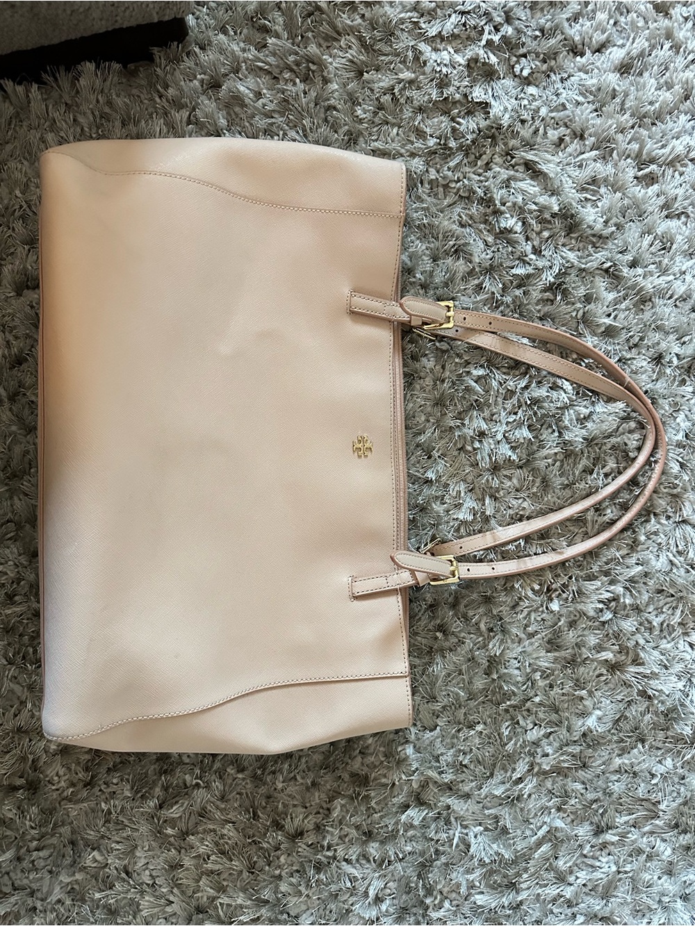 Tory Burch Pale Pink Leather Tote with Gold Hardware